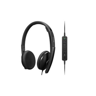 Casque Lenovo USB-C sur-oreille filaire noir