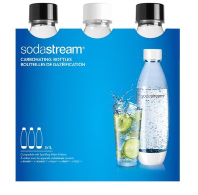 Zubehör fér Sodastream Flaschen 1 Liter, Schwarz-Weiß