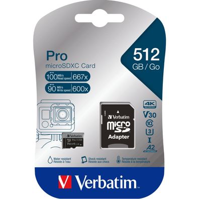 MicroSDXC Karte Verbatim 512 Go UHS-I U3 Class 10