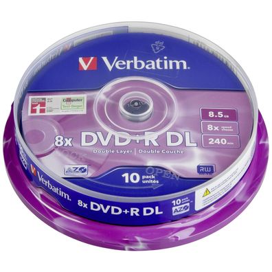 DVD+R DL Verbatim 10er Pack 8,5GB 8x matt silber
