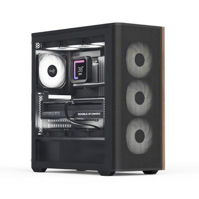 PC AeroCool Midi Tower mit Holzfront und guter Beléftung