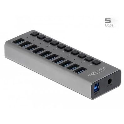 USB-Hub delock 10 x SuperSpeed USB3.0, grau