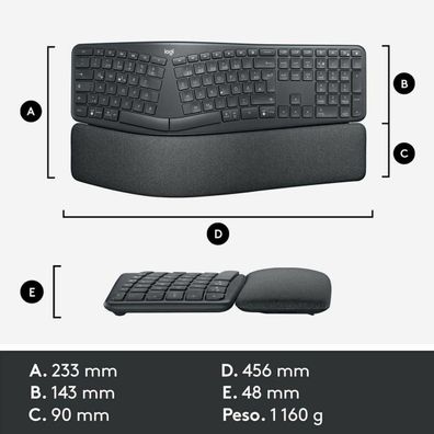 Ergonomische Tastatur Logitech ERGO K860 kabellos Graphite