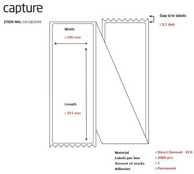 Etiketten Capture 106 x 251 mm, Thermodirekt