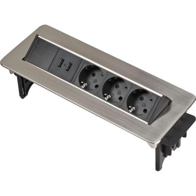 Tischsteckdose Brennenstuhl 3-fach mit 2 USB-Ports