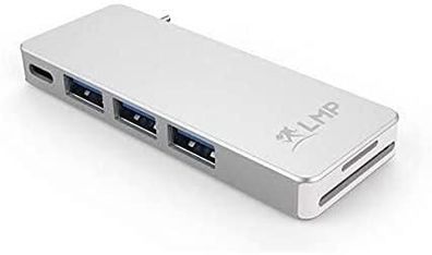 USB-C-Hub LMP mit 6 Anschléssen, Aluminium, Silber
