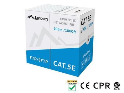 Verlegekabel Lanberg Cat. 6 UTP 305m Grau