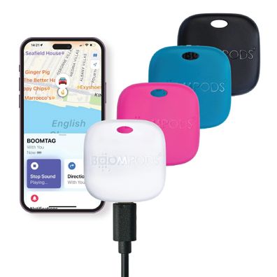 Bluetooth-Schlésselanhänger Boompods Boomtag, wiederaufladbar, schwarz