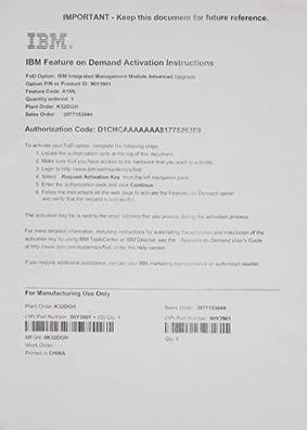 Management-Modul Lenovo IBM Integrated Management Module Advanced Upgrade
