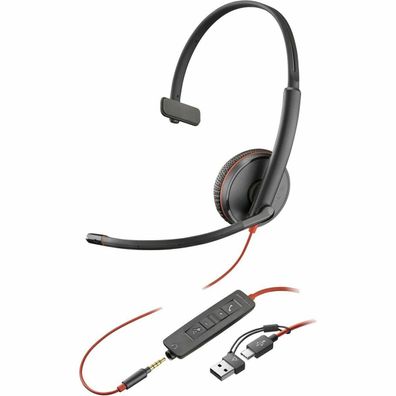 Headset HP Poly Blackwire 3215 USB-C und 3,5mm Jack, Schwarz