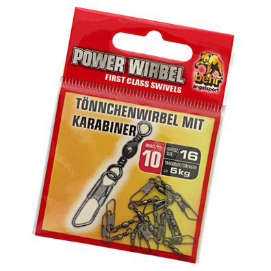 Tönnchen Wirbel mit Karabiner 10 Stück Gr. 16