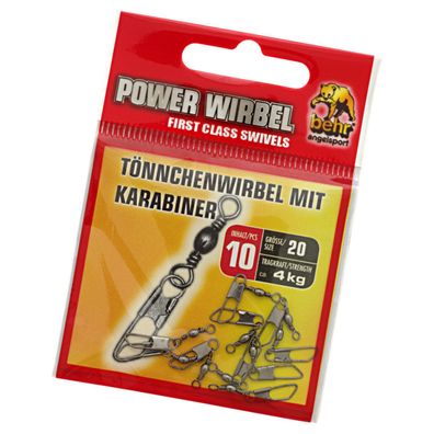 Tönnchen Wirbel mit Karabiner 10 Stück Gr. 20