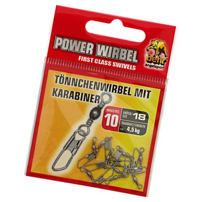 Tönnchen Wirbel mit Karabiner 10 Stück Gr. 18