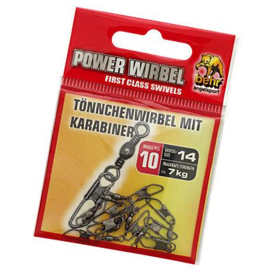 Tönnchen Wirbel mit Karabiner 10 Stück Gr. 14
