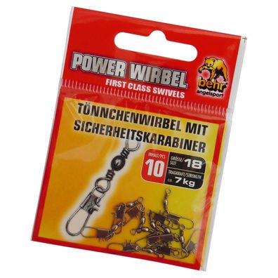 Tönnchenwirbel mit Sicherheitskarabiner 10 Stück Gr. 18