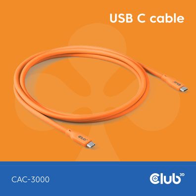 USB-C Kabel Club-3d 240W Ladeleistung, 4K 60Hz