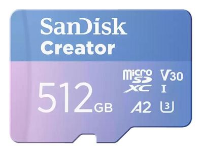 MicroSD-Karte Sandisk Creator 512 Go, hohe Geschwindigkeit
