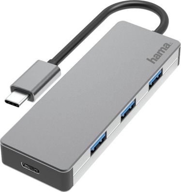 USB-C Hub Hama 4 Ports, Aluminium, Grau