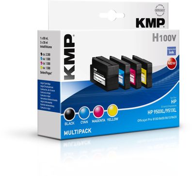 Druckerpatronen KMP H100V Schwarz und Farbe kompatibel mit HP