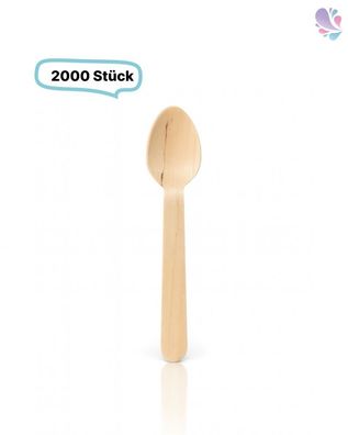 Kaffeelöffel, Holzlöffel Einwegbesteck, 2.000 Stk, gewachst, biologisch abbaubar, 11