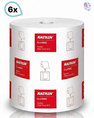 Handtuchrollen KATRIN Classic WEIß, 2-lagig, 960M Gesamt, 6 Rollen, robust & höchst e