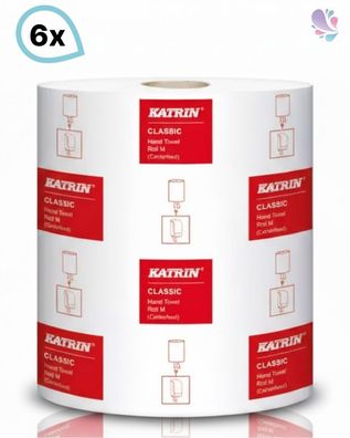 Handtuchrollen KATRIN Centerfeed Mehrzweckrolle WEIß, 2-lagig, 3000Blatt, 6 Rollen, r