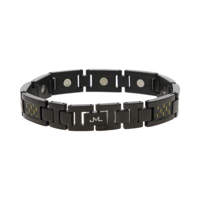 JuwelmaLux Magnetarmband Titan Ionen schwarz plattiert, Carbon effekt gelb