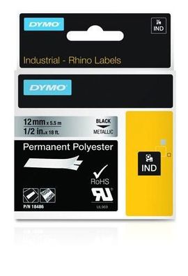 Industrie-Etikettenband Dymo Metallisch 12mm x 5,5m