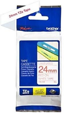 Beschriftungsband Brother TZe-252 Rot auf Weiß