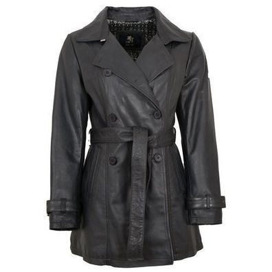 OTTO KERN - Damen Echtleder Ledermantel Trenchcoat Lammnappa anthra