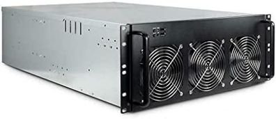 Servergehäuse Inter-Tech 4W2 fér Mining, 4U, Schwarz-Grau