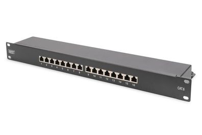Patchpanel Digitus CAT 6, 16 Ports, Schwarz