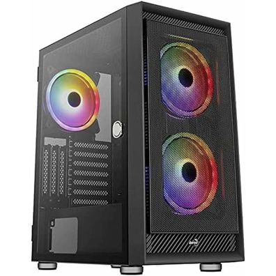 PC-Gehäuse Aerocool Graphite-G-BK-v2 mit Glas-Seitenteilen