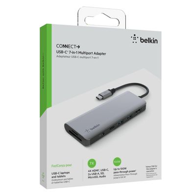 USB-C Adapter Belkin 7-in-1 Multiport, Silber