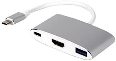USB-C Multiport Adapter LMP Silber, HDMI 4K, USB 3.0