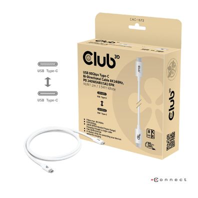 USB-C Kabel Club-3D 1,2 Meter 80 Gbps 240W 8K@240Hz