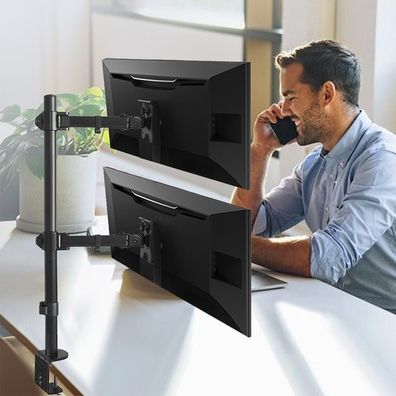 Monitorhalterung Maclean MC-967 fér 2 Monitore, verstellbar, schwarz