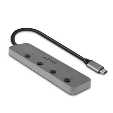 USB-Hub Lindy 4 Ports USB 3.2 Gen 1, Grau, Kompakt