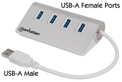 USB-Hub Manhattan 4-Port USB 3.0, Silber