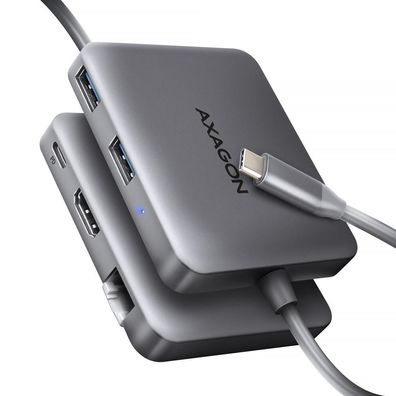 USB-C Hub AXAGON HMC-5HL mit 5 Anschléssen, silber