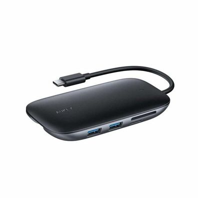 USB-C Hub Aukey mit 8 Anschléssen, schwarz