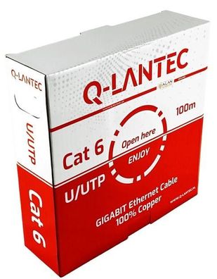 Netzwerkkabel q-lantec Kategorie 6 grau 100 Meter