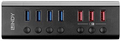 USB-Hub Lindy 4 Ports USB 3.0 Schnellladefunktion