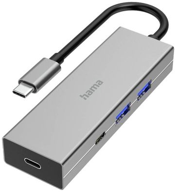 USB-C Hub Hama mit 4 Ports, Aluminium, Grau