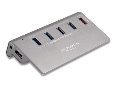 USB-Hub DeLOCK mit 4 USB Type-A Ports und Schnellladefunktion