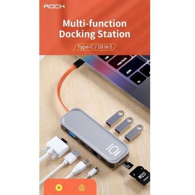 Multifunktionsadapter ROCK USB C mit 10 Anschléssen