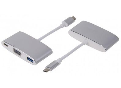 Adaptateur multiport USB-C LMP argent et blanc