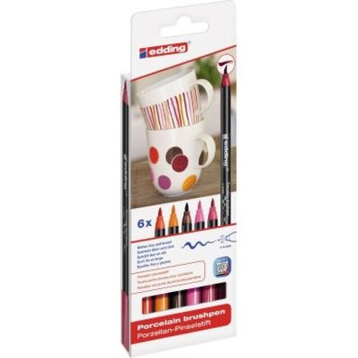 Porzellan-Pinselstift 6er Set Colour Edding Flexible Pinselspitze