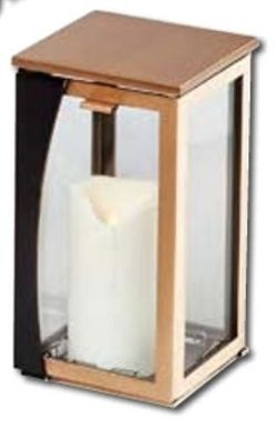 Grablampe aus Bronze mit Ornament Grablicht Grablaterne Grableuchte 20 cm