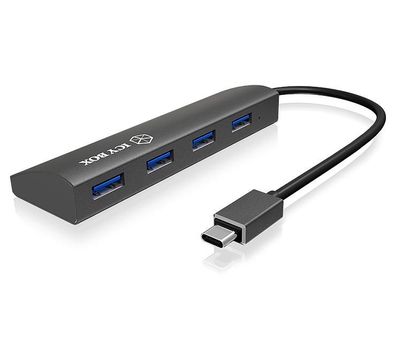 USB-Hub icy-box IB-AC6405-C mit 4 USB-A Ports, anthrazit